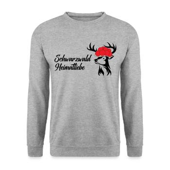 Schwarzwald Heimatliebe Tasse Sticker Textilien - Unisex Pullover - Weißgrau meliert - Vorne - Alina (178cm) & Michal (187cm)
