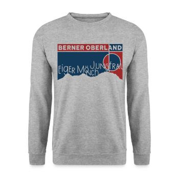 Eiger Mönch Jungfrau Berg Berner Oberland Wandern - Unisex Pullover - Weißgrau meliert - Vorne - Alina (178cm) & Michal (187cm)