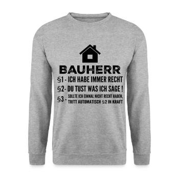 Constructeur Maison Chantier Cadeau Drôle - Sweat-shirt Unisexe - gris chiné - Devant - Alina (178cm) & Michal (187cm)