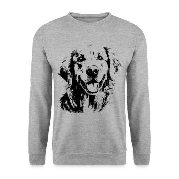 Golden Retriever - Unisex Pullover - Weißgrau meliert - Vorne - Alina (178cm) & Michal (187cm)
