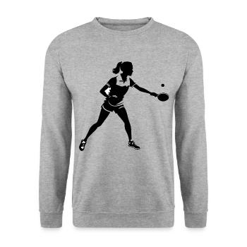 Tischtennis Spielerin - Sport Design - Unisex Pullover - Weißgrau meliert - Vorne - Alina (178cm) & Michal (187cm)