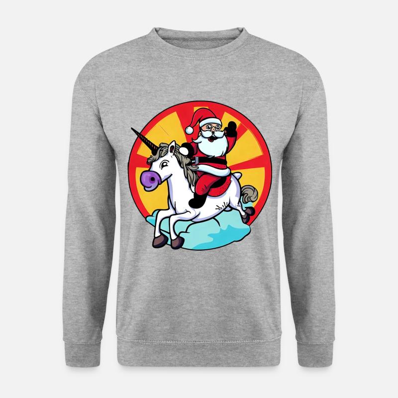 Einhorn Weihnachtsmann - Unisex Pullover - Weißgrau meliert
