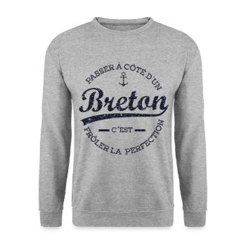 Breton,Bretagne, - Sweat-shirt Unisexe - gris chiné - Devant - Alina (178cm) & Michal (187cm)
