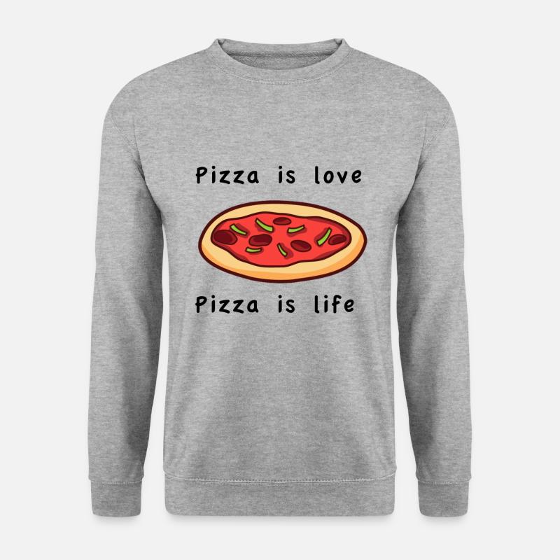 Pizza is love Pizza is life - Unisex Pullover - Weißgrau meliert