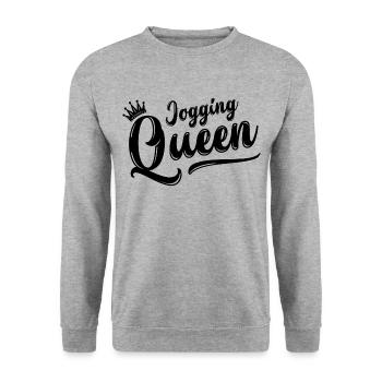 Jogging Queen Queen Jogging Running Sports Gift - Unisex Sweatshirt - salt & pepper - Front - Alina (178cm) & Michal (187cm)