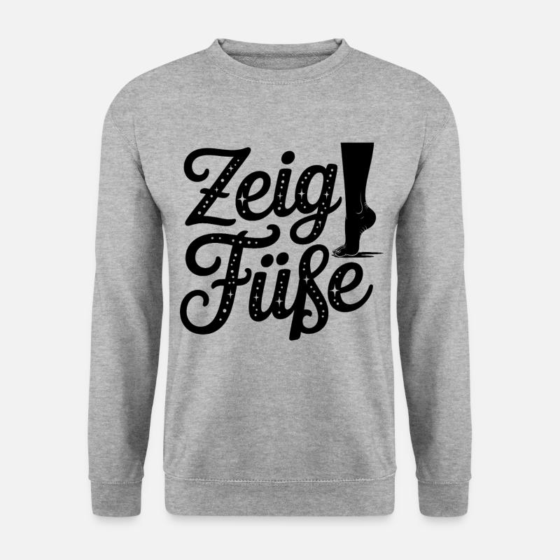 Zeig Füße - Deutsche Memes - Unisex Pullover - Weißgrau meliert