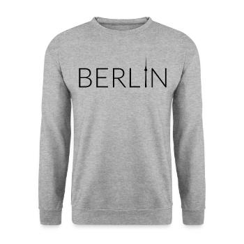 Berlin mit Fernsehturm schwarz - Unisex Pullover - Weißgrau meliert - Vorne - Alina (178cm) & Michal (187cm)