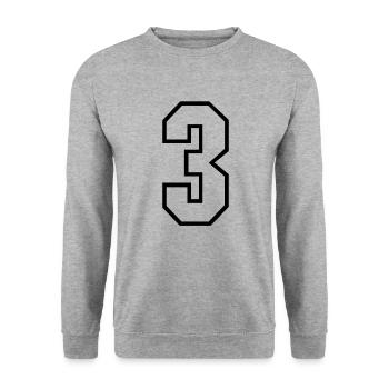 3 years jersey number 3 t-shirt sports jersey 3 - Unisex Sweatshirt - salt & pepper - Front - Alina (178cm) & Michal (187cm)