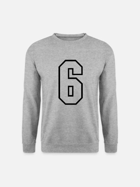 6 års trøje nummer 6 t-shirt sportstrøje 6 - Unisex sweater - hvidgrå meleret