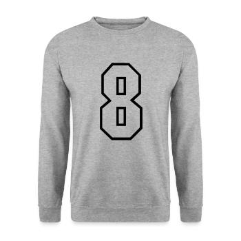 8 years jersey number 8 t-shirt sports jersey 8 - Unisex Sweatshirt - salt & pepper - Front - Alina (178cm) & Michal (187cm)