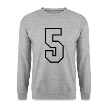 5 years jersey number 5 t-shirt sports jersey 5 - Unisex Sweatshirt - salt & pepper - Front - Alina (178cm) & Michal (187cm)