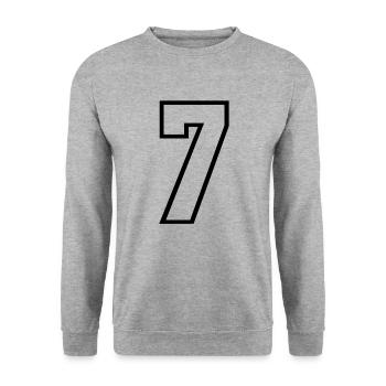7 Jahre trikot nummer 7 t-shirt sporttrikot 7 - Unisex Pullover - Weißgrau meliert - Vorne - Alina (178cm) & Michal (187cm)