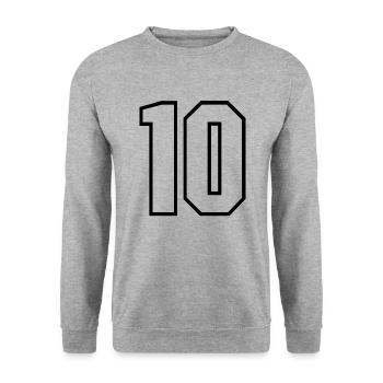 10 years jersey number 10 t-shirt sports jersey 10 - Unisex Sweatshirt - salt & pepper - Front - Alina (178cm) & Michal (187cm)