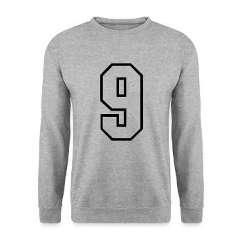 9 years jersey number 9 t-shirt sports jersey 9 - Unisex Sweatshirt - salt & pepper - Front - Alina (178cm) & Michal (187cm)