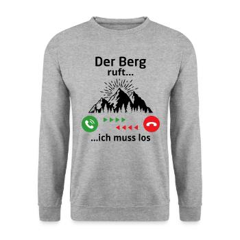 Der Berg ruft ich muss los - Unisex Pullover - Weißgrau meliert - Vorne - Alina (178cm) & Michal (187cm)