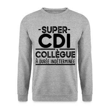 Collègue Durée Indéterminée CDI Cadeau T-shirt Mug - Sweat-shirt Unisexe - gris chiné - Devant - Alina (178cm) & Michal (187cm)