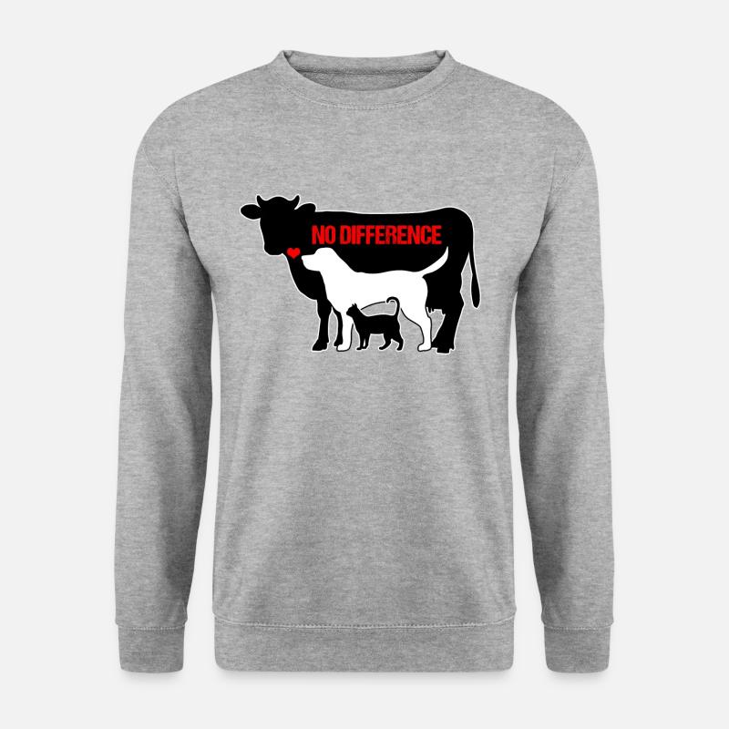 Animaux vache chien chat AUCUN DIFFÉRENCE cadeau végétalien - Sweat-shirt Unisexe - gris chiné