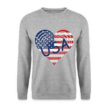 Hearts Herz USA - Unisex Pullover - Weißgrau meliert - Vorne - Alina (178cm) & Michal (187cm)