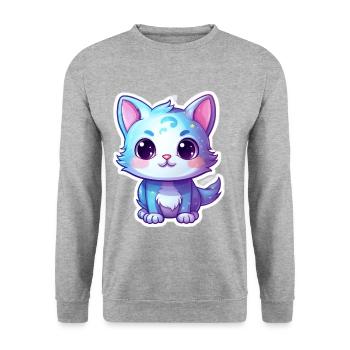"Cosmic Whiskers: A Whimsical Space Adventure" - Unisex Sweatshirt - salt & pepper - Front - Alina (178cm) & Michal (187cm)