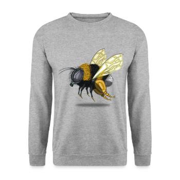 Bumble bee beekeeper conservation gift - Unisex Sweatshirt - salt & pepper - Front - Alina (178cm) & Michal (187cm)