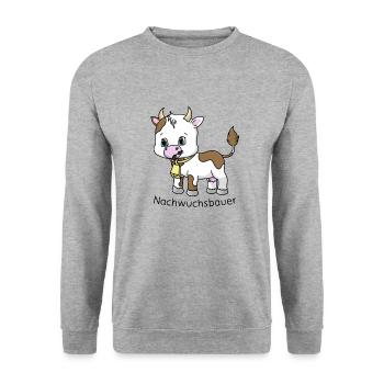 Young farmer gift for children cow - Unisex Sweatshirt - salt & pepper - Front - Alina (178cm) & Michal (187cm)