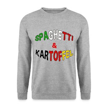 Deutsch-Italiano italienisch Geschenk lustig - Unisex Pullover - Weißgrau meliert - Vorne - Alina (178cm) & Michal (187cm)