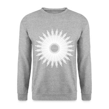 Gesundheit für alle Menschen - Unisex Pullover - Weißgrau meliert - Vorne - Alina (178cm) & Michal (187cm)