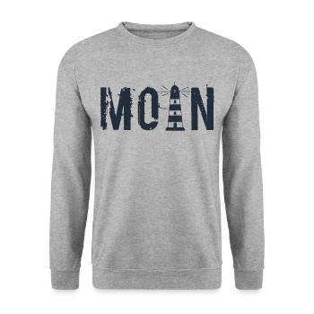 Moin - Leuchtturm - Unisex Pullover - Weißgrau meliert - Vorne - Alina (178cm) & Michal (187cm)