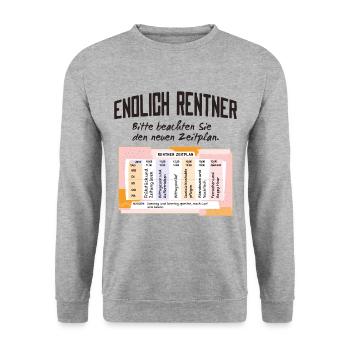 Rentner Zeitplan Tagesablauf - Unisex Pullover - Weißgrau meliert - Vorne - Alina (178cm) & Michal (187cm)