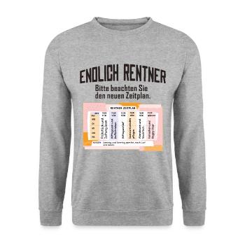 Rentner Zeitplan Tagesablauf - Unisex Pullover - Weißgrau meliert - Vorne - Alina (178cm) & Michal (187cm)