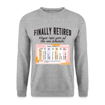 Retired Schedule Daily Routine - Unisex Sweatshirt - salt & pepper - Front - Alina (178cm) & Michal (187cm)