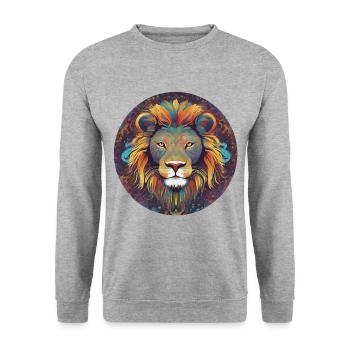 Lion King - Unisex Pullover - Weißgrau meliert - Vorne - Alina (178cm) & Michal (187cm)
