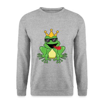 Green cute frog frog prince tongue for kids - Unisex Sweatshirt - salt & pepper - Front - Alina (178cm) & Michal (187cm)