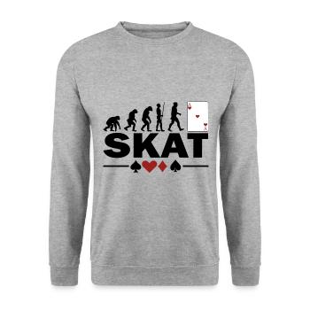 Skat card game Evolution Funny for skat players - Unisex Sweatshirt - salt & pepper - Front - Alina (178cm) & Michal (187cm)