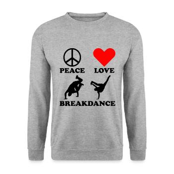 Breakdance Peace Love for boys Breakdancers - Unisex Sweatshirt - salt & pepper - Front - Alina (178cm) & Michal (187cm)