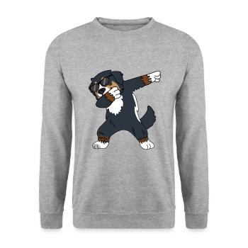 Bernese Berner Sennenhund Dabbing Dansant Drôle - Sweat-shirt Unisexe - gris chiné - Devant - Alina (178cm) & Michal (187cm)