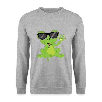 Jolies petites lunettes de soleil grenouille vertes pour enfants - Sweat-shirt Unisexe - gris chiné - Devant - Alina (178cm) & Michal (187cm)