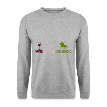 Icelandic horse wine coffee saying for rider - Unisex Sweatshirt - salt & pepper - Front - Alina (178cm) & Michal (187cm)