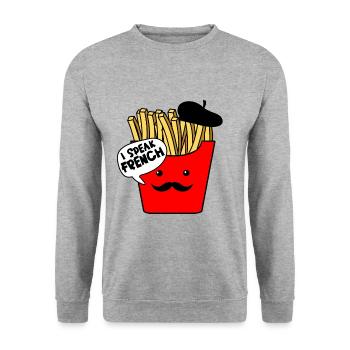 i speak French Fries - Unisex Sweatshirt - salt & pepper - Front - Alina (178cm) & Michal (187cm)