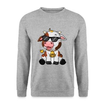 Cow motif with sunglasses for children - Unisex Sweatshirt - salt & pepper - Front - Alina (178cm) & Michal (187cm)