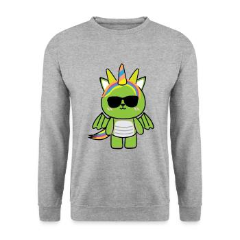 Little Dragon Motif Baby Girl Sweet Green Cool - Unisex Sweatshirt - salt & pepper - Front - Alina (178cm) & Michal (187cm)
