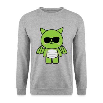 Little Dragon Motif Baby Young Sweet Green cool - Unisex Sweatshirt - salt & pepper - Front - Alina (178cm) & Michal (187cm)