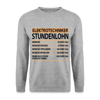 Elektrotechniker Elektrotechnik lustig Spruch - Unisex Pullover - Weißgrau meliert - Vorne - Alina (178cm) & Michal (187cm)