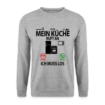 Küchenplaner Küchenfachberater Beruf Job Spruch - Unisex Pullover - Weißgrau meliert - Vorne - Alina (178cm) & Michal (187cm)