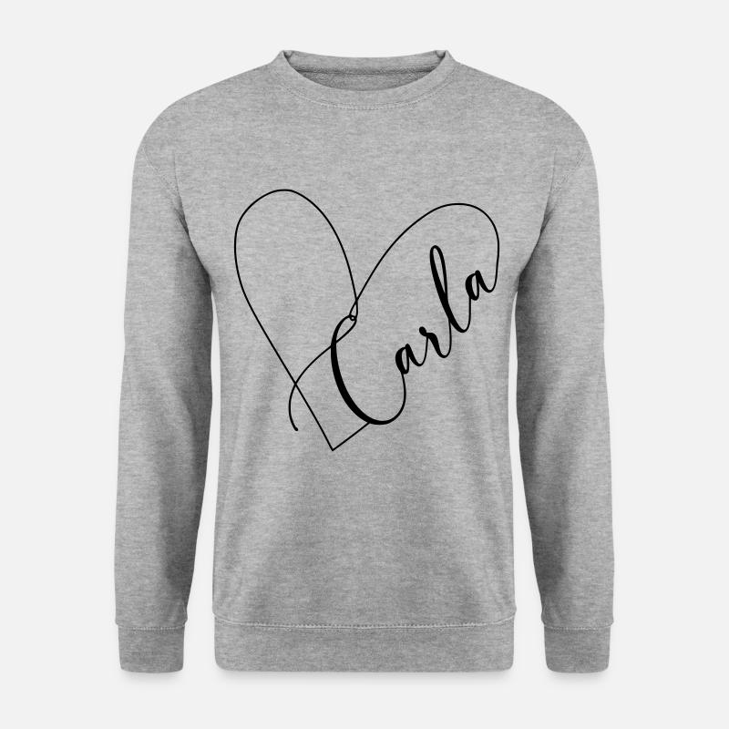 Carla Name Herzlinie - Unisex Pullover - Weißgrau meliert