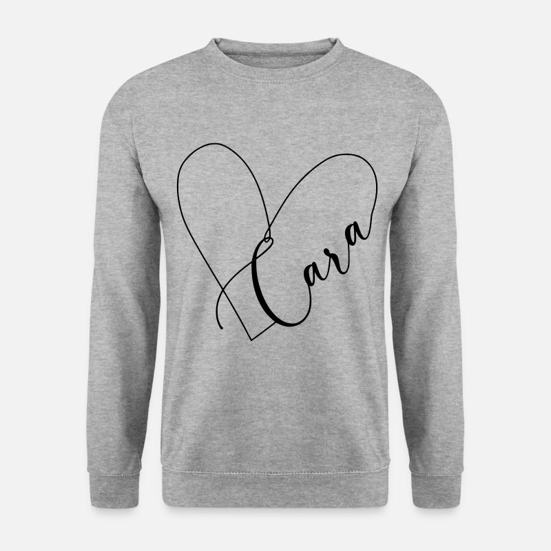 Cara Name Herzlinie - Unisex Pullover - Weißgrau meliert