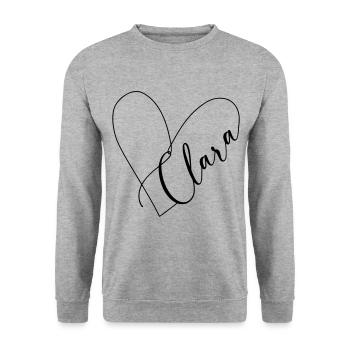 Clara Nom Ligne de coeur - Sweat-shirt Unisexe - gris chiné - Devant - Alina (178cm) & Michal (187cm)