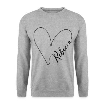 Rebecca Name Heart Line - Unisex Sweatshirt - salt & pepper - Front - Alina (178cm) & Michal (187cm)