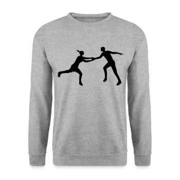 Eiskunstlauf Paar im Einklang - Unisex Pullover - Weißgrau meliert - Vorne - Alina (178cm) & Michal (187cm)