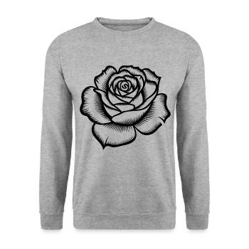 Rose - Logo botanique cool - Sweat-shirt Unisexe - gris chiné - Devant - Alina (178cm) & Michal (187cm)
